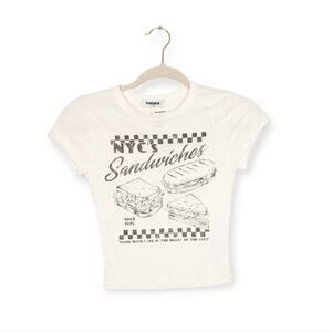 NWT Tillys RSQ White NYC Sandwich Short Sleeve Baby Tee Size XS